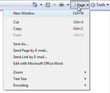 captura de pantalla de la barra de herramientas y lista de comandos desplegable