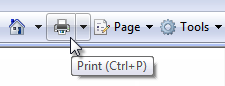 captura de pantalla de la barra de herramientas, el icono de la impresora y la información sobre herramientas