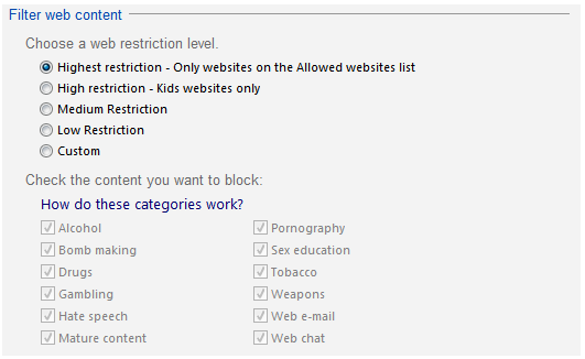 captura de pantalla: botón seleccionado, casillas de verificación seleccionadas