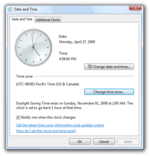 captura de pantalla del cuadro de diálogo de fecha y hora
