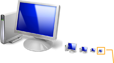 Imagen de computadora 3d grande y computadora 2d pequeña