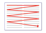 figura de flecha roja en patrón de lectura en zigzag