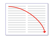 Figura de flecha roja en patrón de lectura diagonal.
