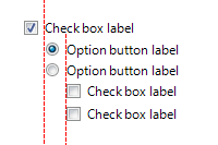 Captura de pantalla de los niveles de controles con sangría.