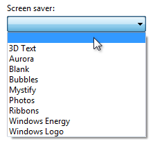 captura de pantalla de la lista desplegable con el espacio en blanco seleccionado
